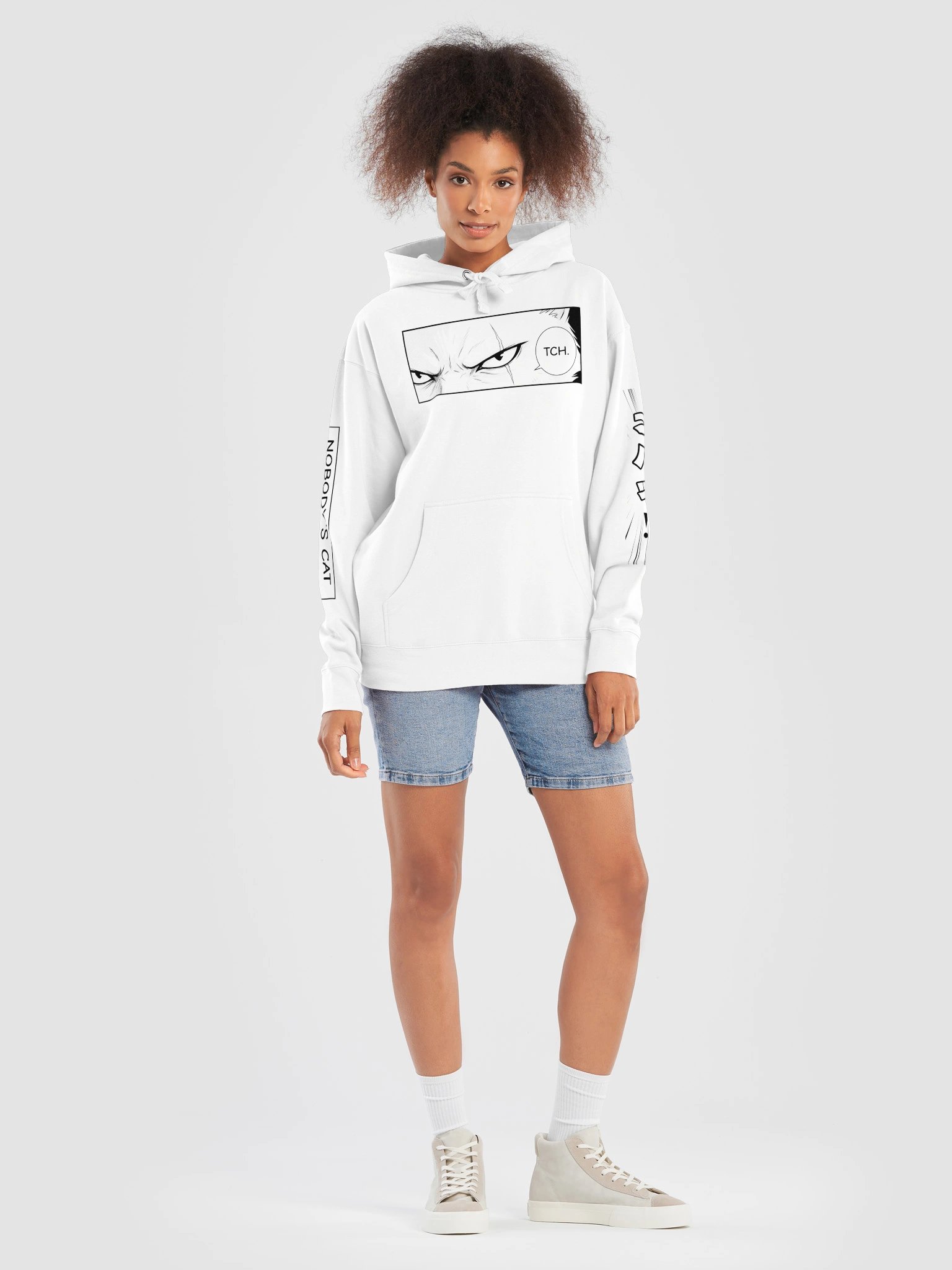 NOBODY'S CAT Manga Hoodie — White product image (7)