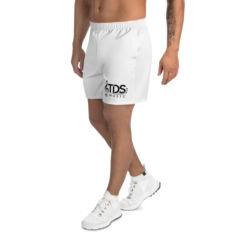 TDS Music Unisex Athletic Long Shorts - Exclusive Musical Design, White, Eco-Friendly product image (2)