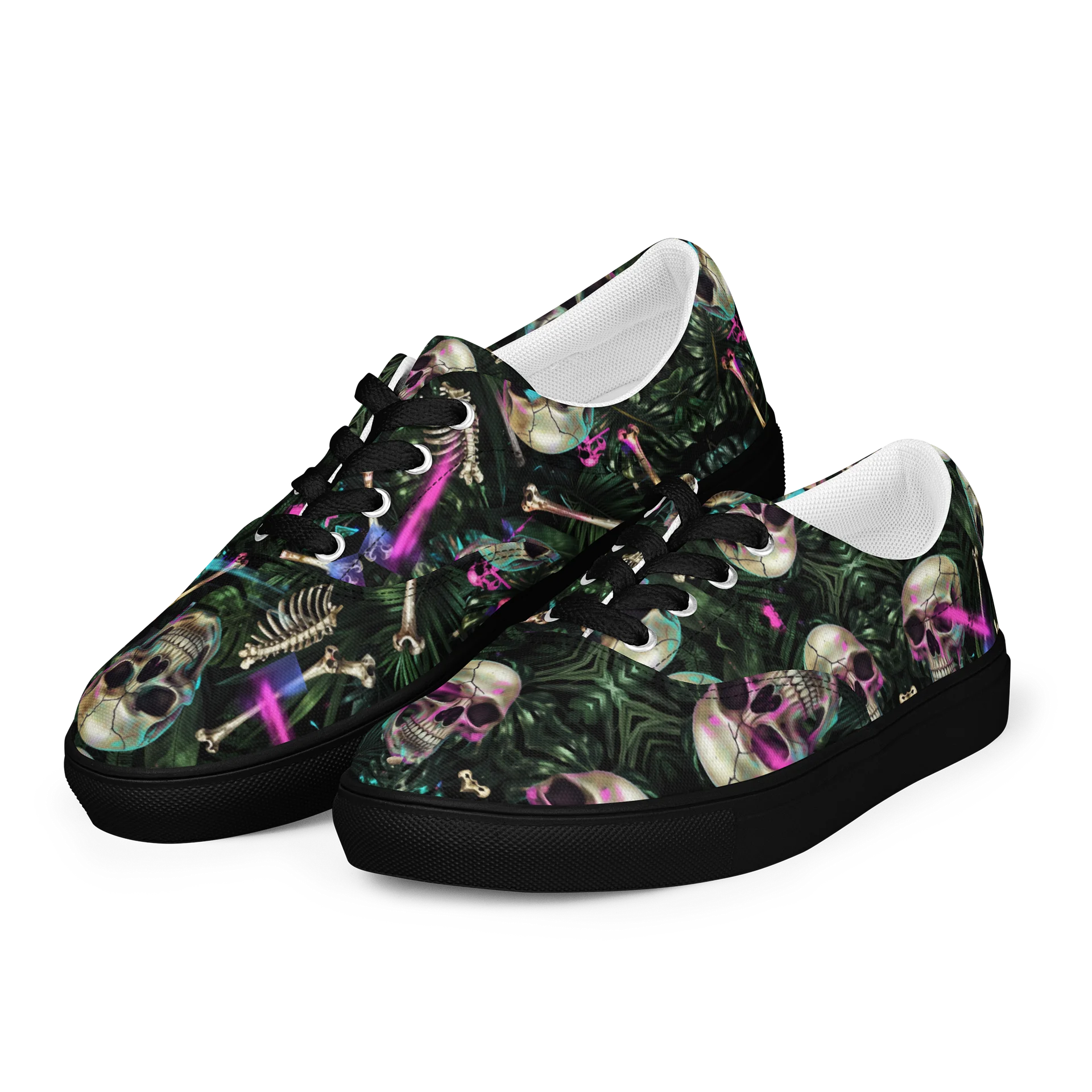 Neon Bone Jungle Lace-Up Canvas Shoes product image (12)