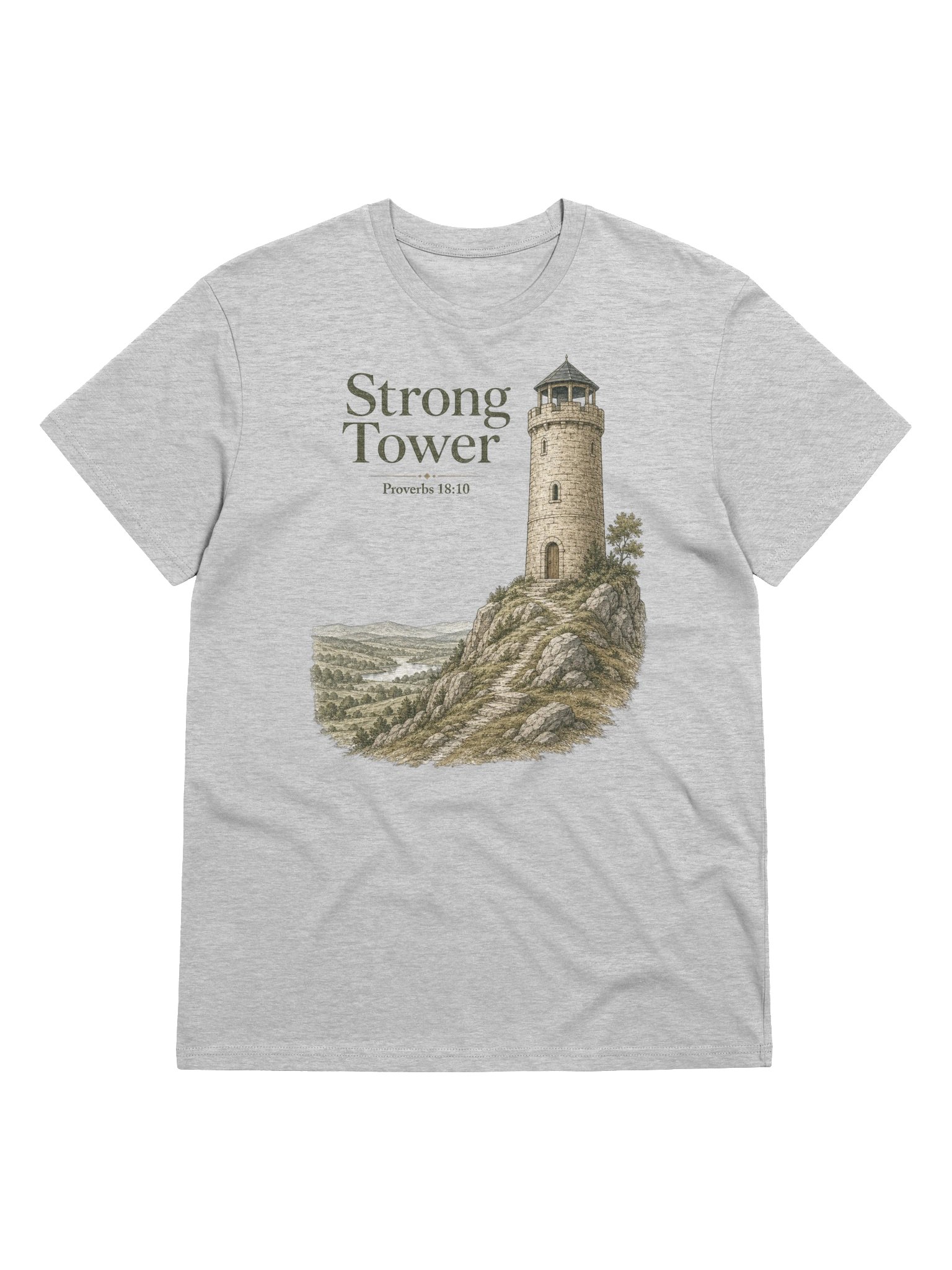 Proverbs 18:10 The Name of the Lord Is a Strong Tower Christian T-shirt product image (1)
