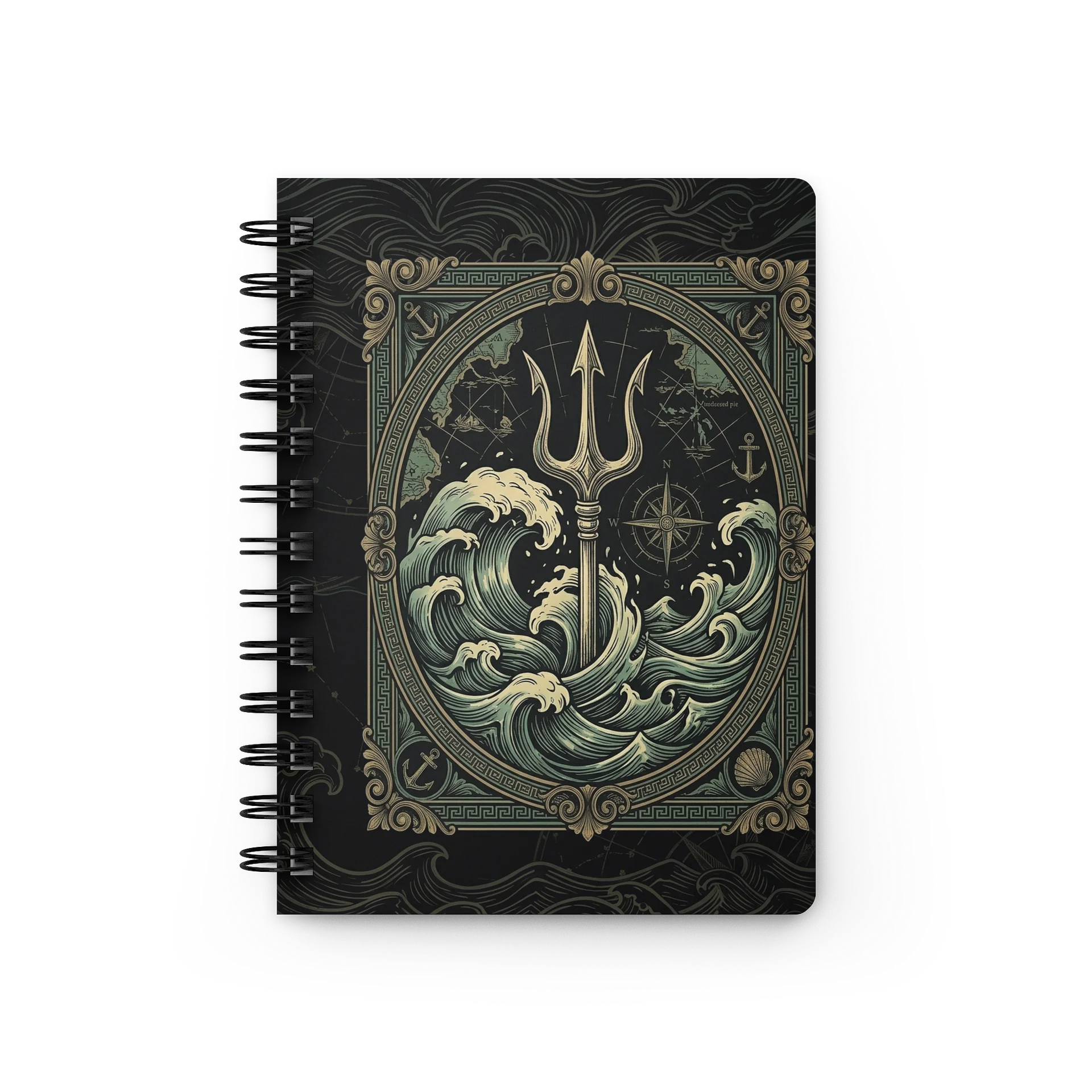 Poseidon Notebook – Greek Mythology Spiral Journal with Ocean & Trident Design product image (4)