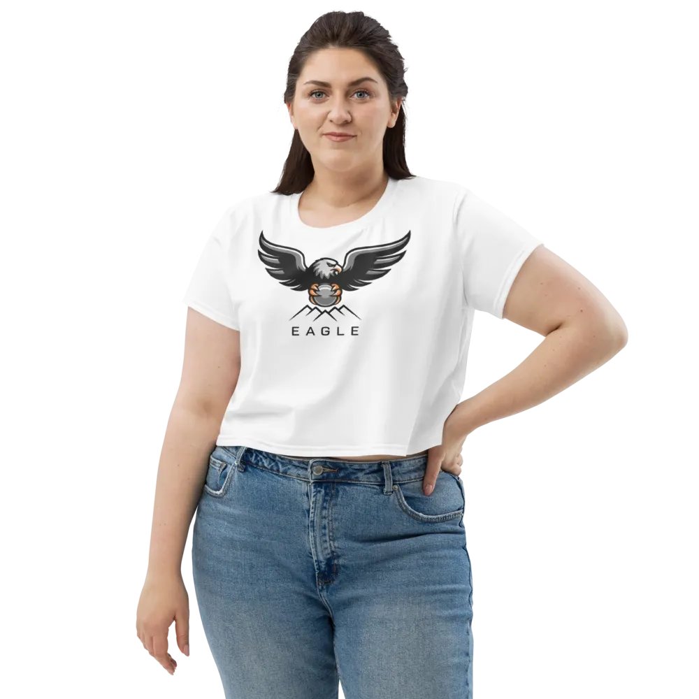 Eagle Women's Crop Tee - Bold Eagle Graphic on White product image (6)