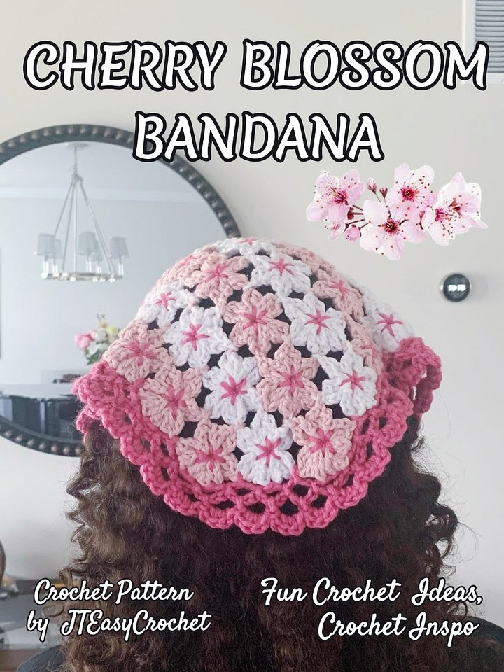 Cherry Blossom Flowers Bandana Crochet Pattern product image (2)