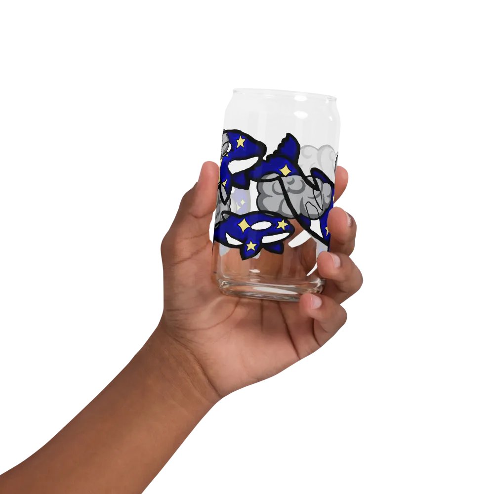 midnight orcas can-shaped glass product image (2)