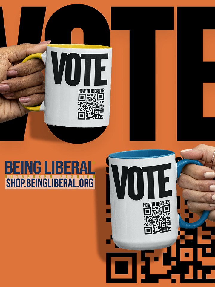 VOTE Scan to Register QR Code Mug - Being Liberal product image (1)