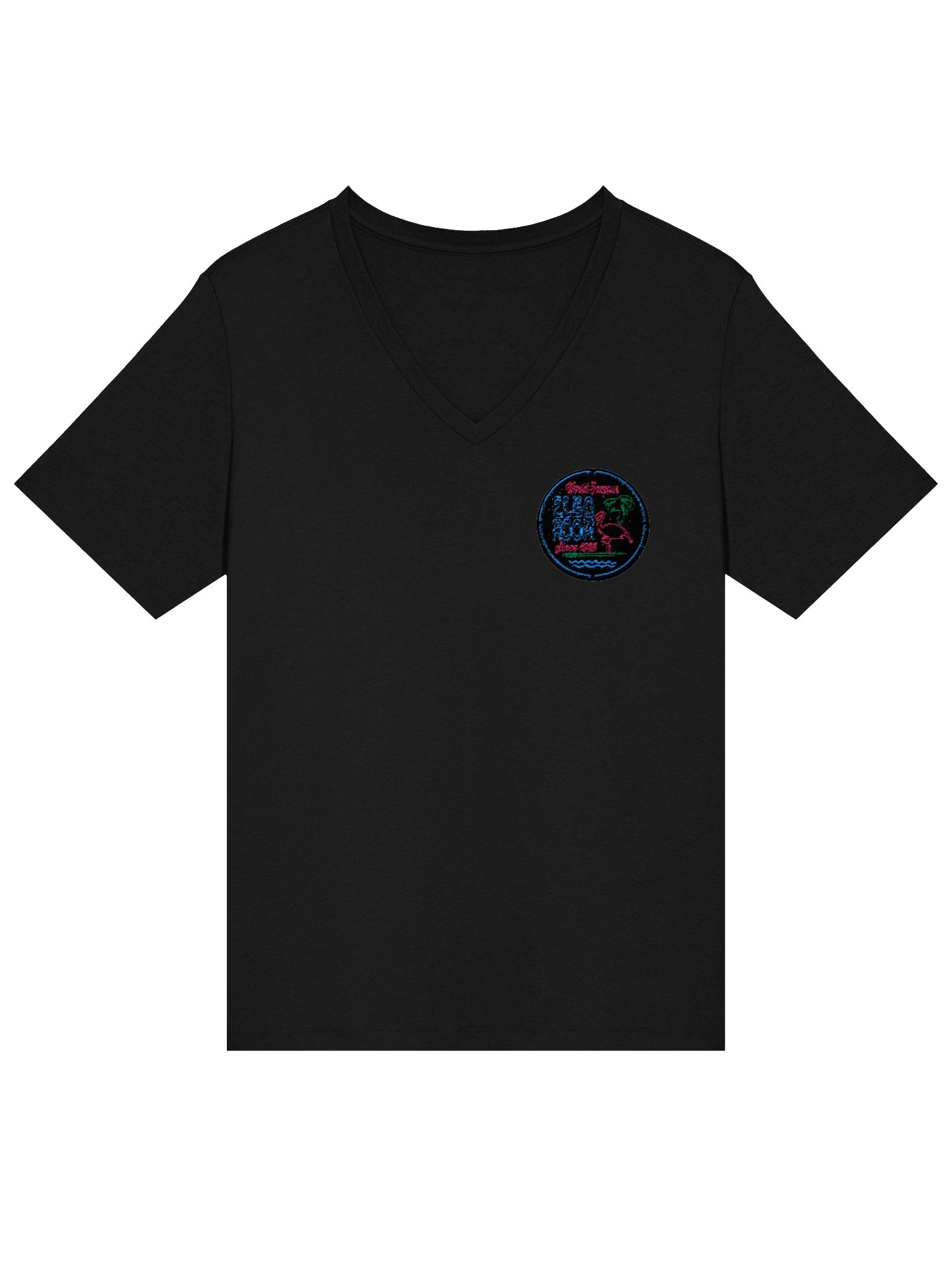 Elbo Room World Famous Neon Flamingo Women's V-Neck | Core Black product image (19)
