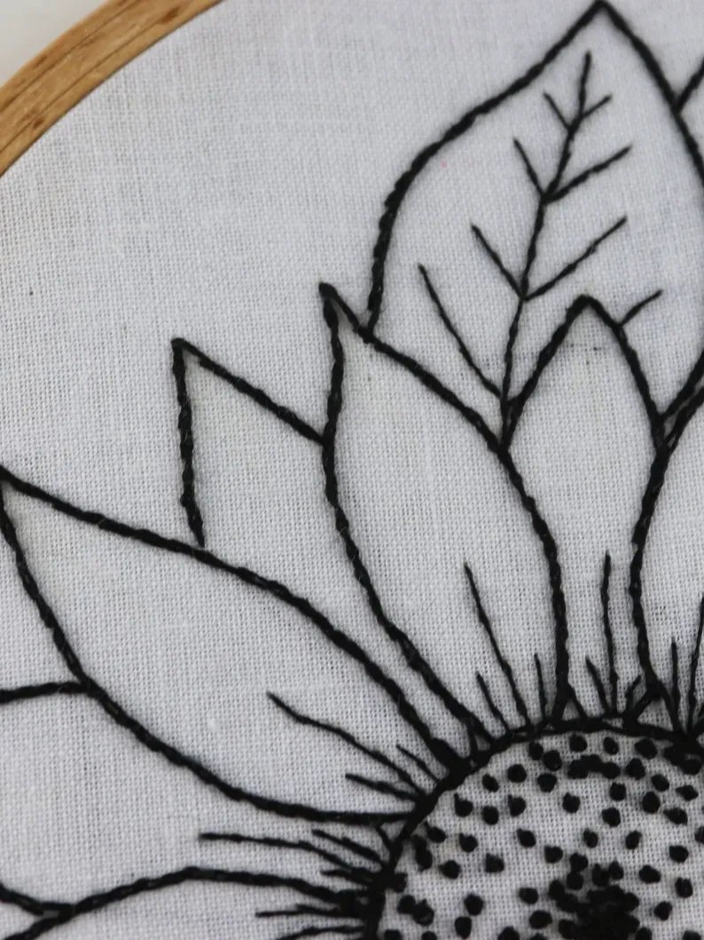 PDF hand embroidery pattern - Sunflower floral wreath product image (4)