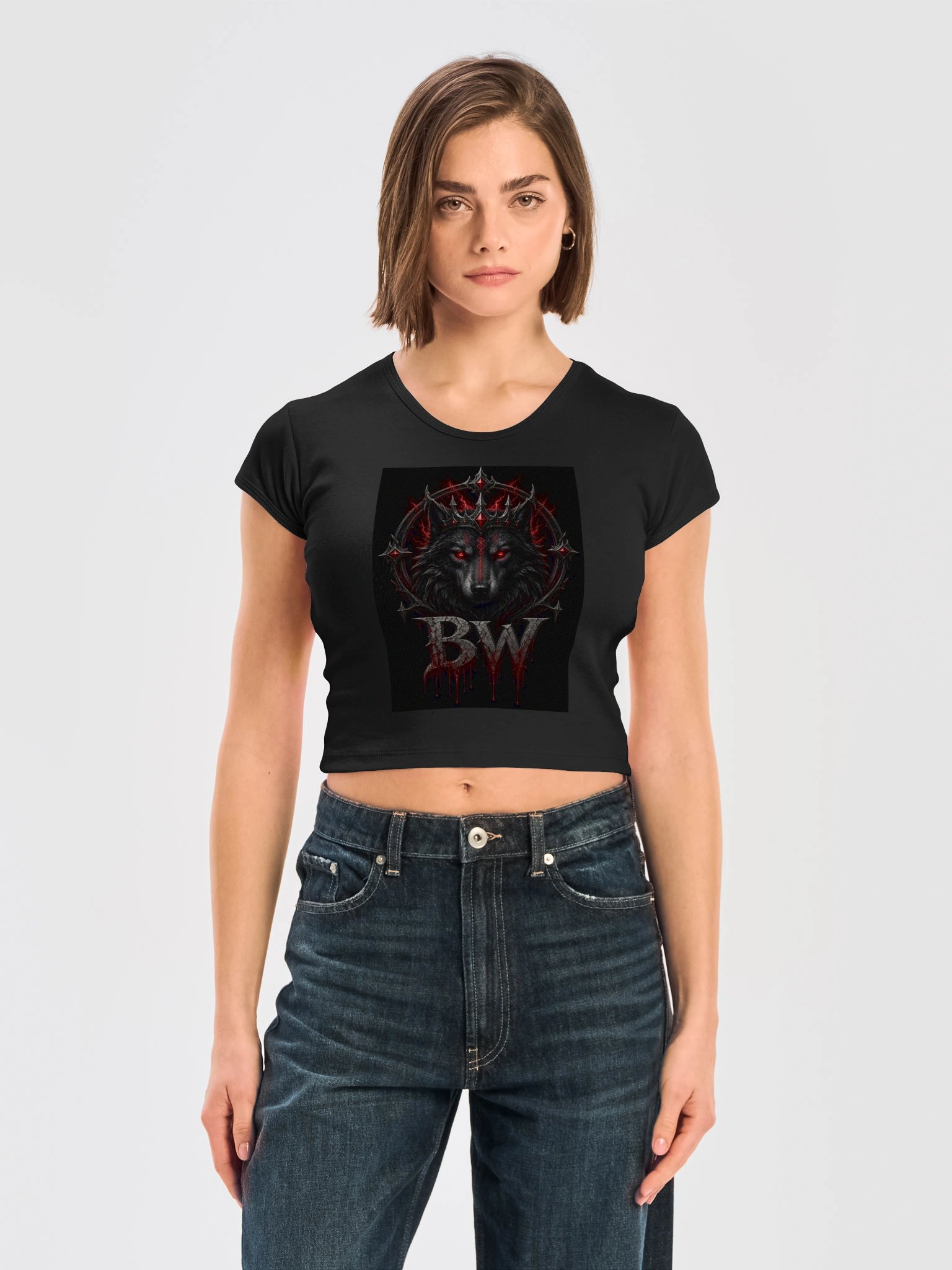 Red-Eyed Wolf Emblem Baby Tee product image (11)