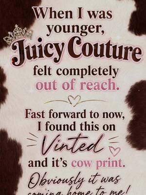 You'll either Love it or Hate it but this feels like my younger self mixed into my mature self. #juicycouture #cowprint #western #meganmoroney #y2k 