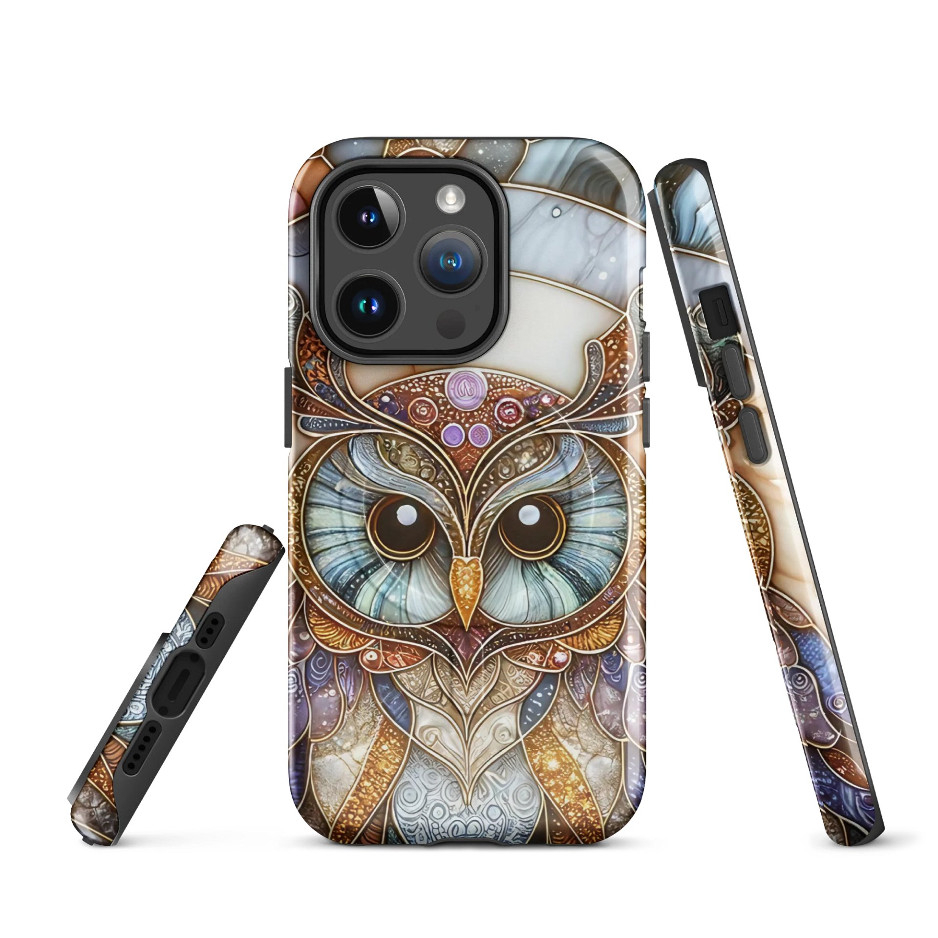 Whimsical Owl Art Tough Magnetic MagSafe® iPhone® 14, iPhone 15, iPhone 16, iPhone 17, Pro, Pro Max, Plus. product image (1)