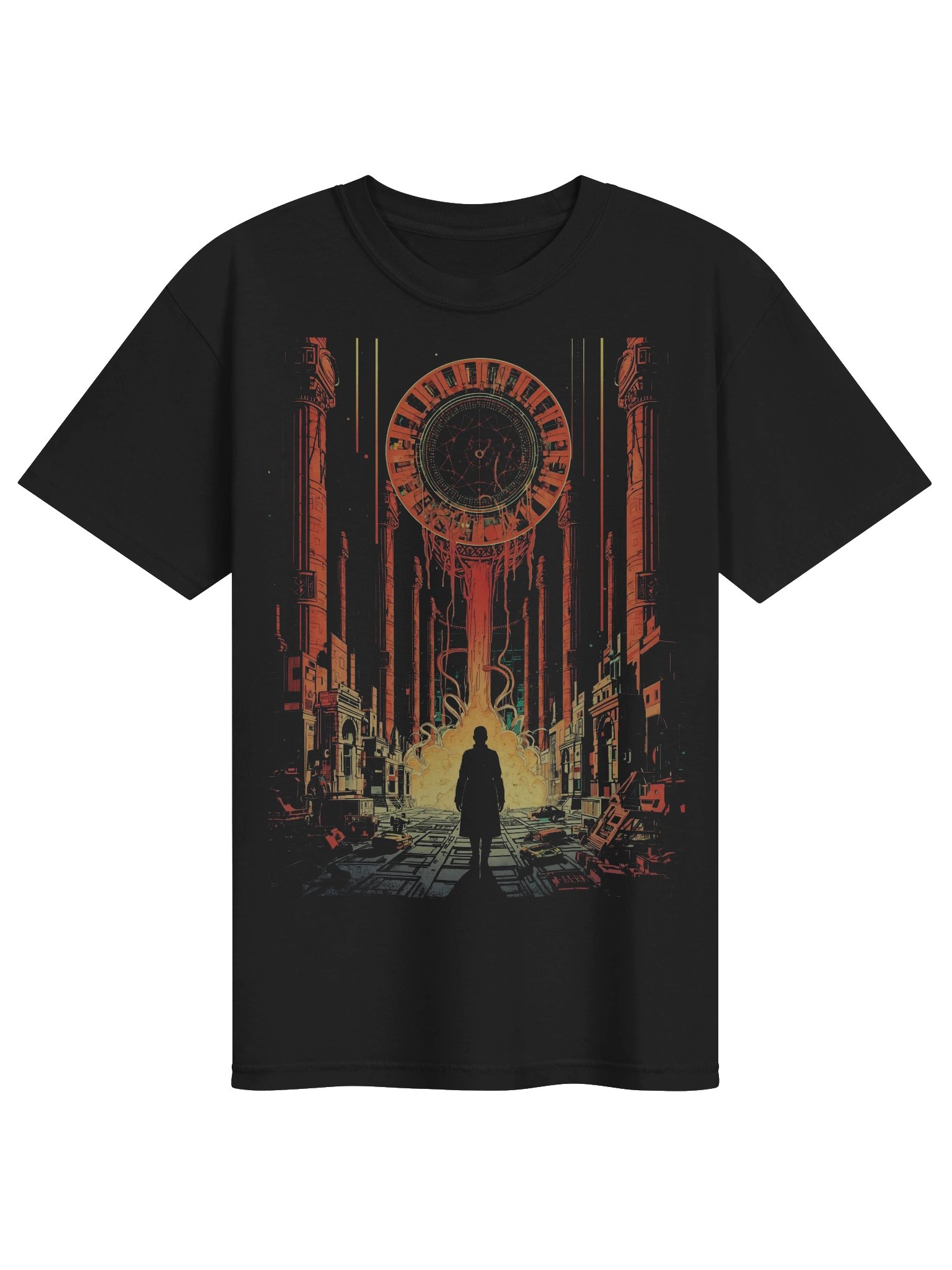 Neon Portal City Sci-Fi Heavyweight T-Shirt product image (1)