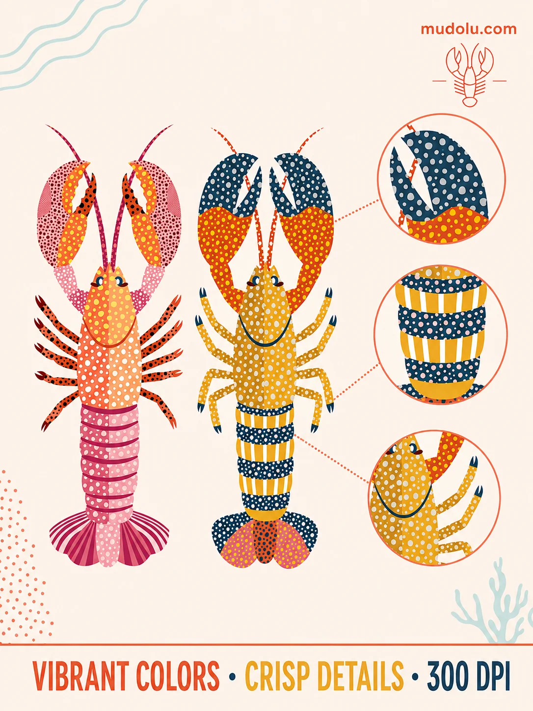 Colorful Lobster Wall Art, Coastal Seafood Printable product image (6)