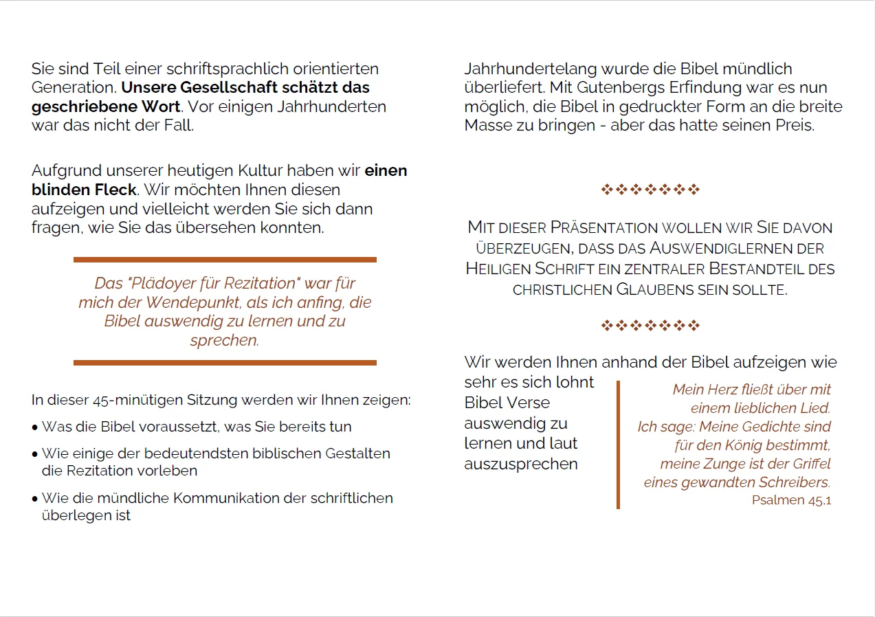 The Case for Recitation promo booklet - German product image (2)