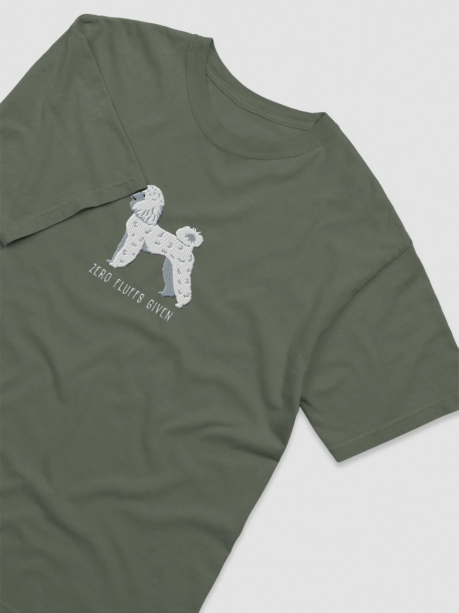 Zero Fluffs Given T-Shirt(Embroidered) of a Miniature Poodle(White) product image (6)