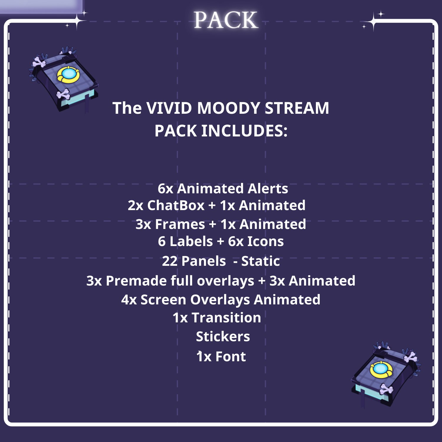 ANIMATED Twitch Stream Package Overlay, Magic stream overlay, Dark magical overlay, Halloween Spooky, Vivid Gothic Black Cat, Spooky Book product image (10)