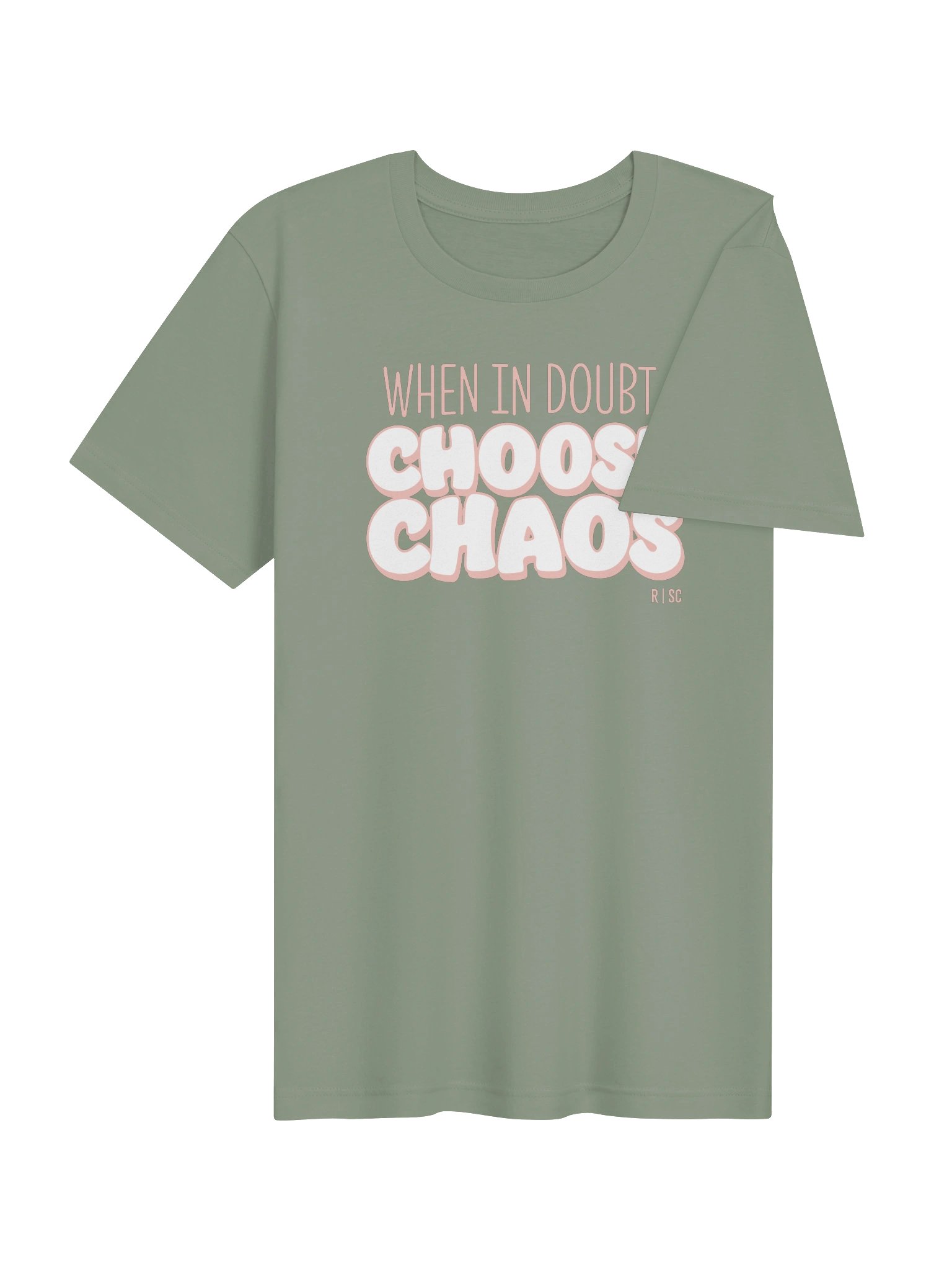 When in Doubt Choose Chaos T-shirt (Pink & White) product image (4)