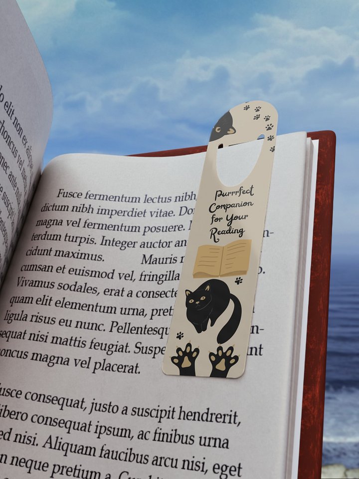 “Purrrfect Companion for Your Reading” Black Cats Metal Bookmark product image (1)