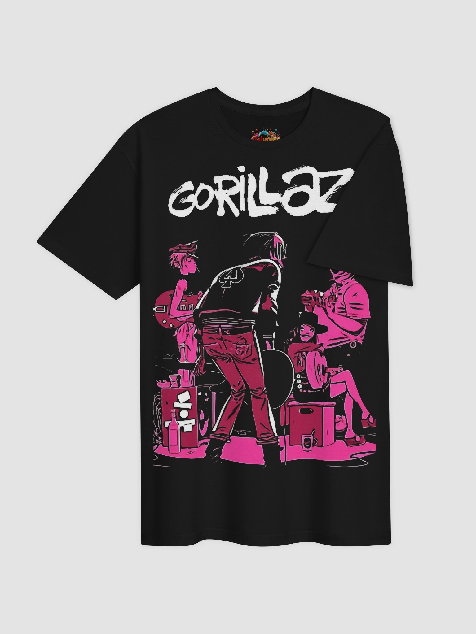 Gorillaz Graphic Tee | 2D Murdoc Noodle Russel Neon Pink Illustration | Animated Band Collector Shirt product image (3)
