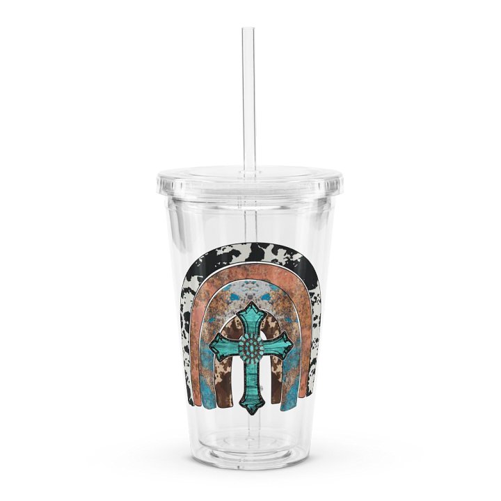 Jesus Rainbow Cowhide - Double Wall Clear Plastic Tumbler product image (1)