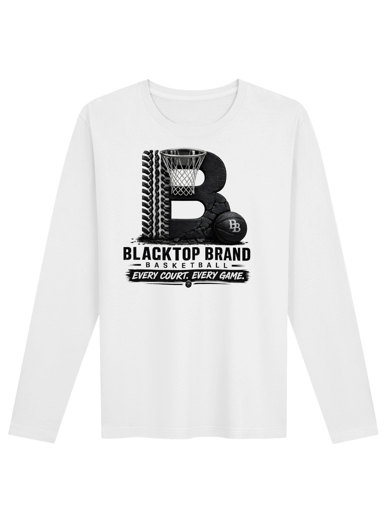 Blacktop Brand Basketball Logo Long Sleeve T-Shirt product image (1)