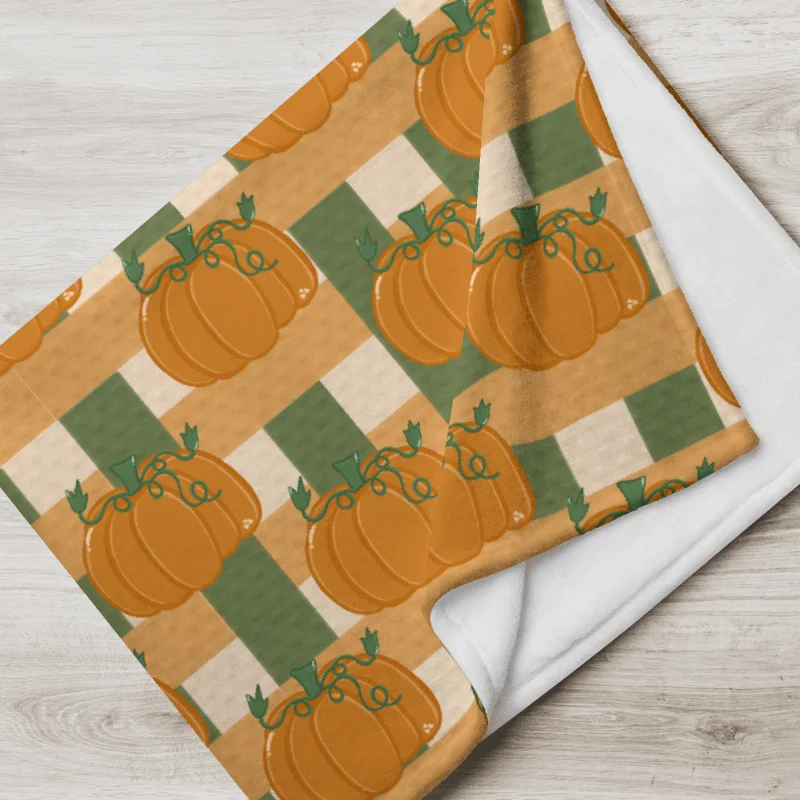 Pumpkin Plaid Throw Blanket product image (1)