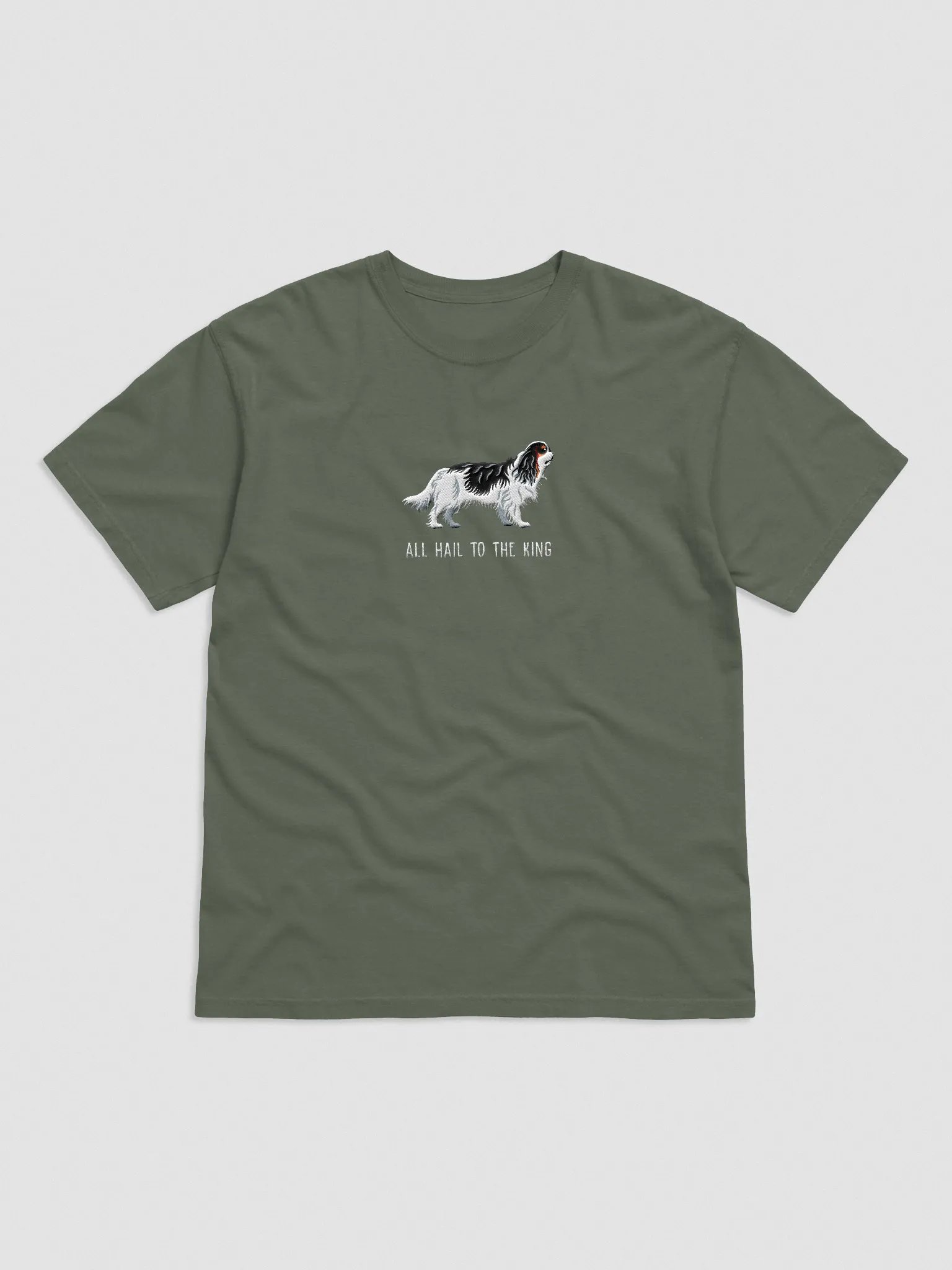 All Hail to the King T-Shirt(Embroidered) of a King Charles Spaniel(Tricolor) product image (4)