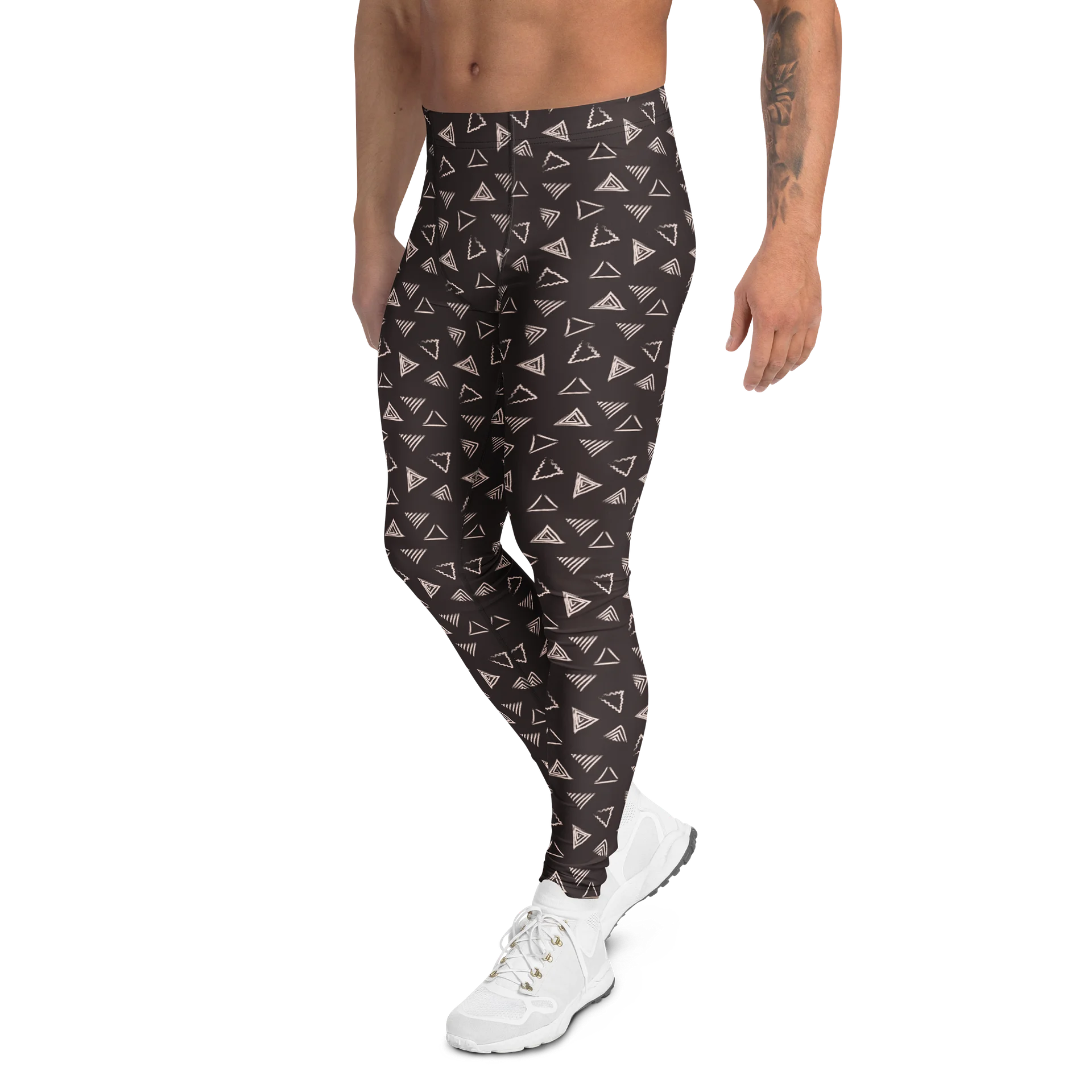 Bold Brown Triangles Print Men's Leggings product image (4)