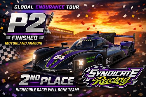 P2 at MotorLand Aragón 💪

Our LMP2 squad brought it home 2nd place in the Global Endurance Tour. Mega effort from the whole t...