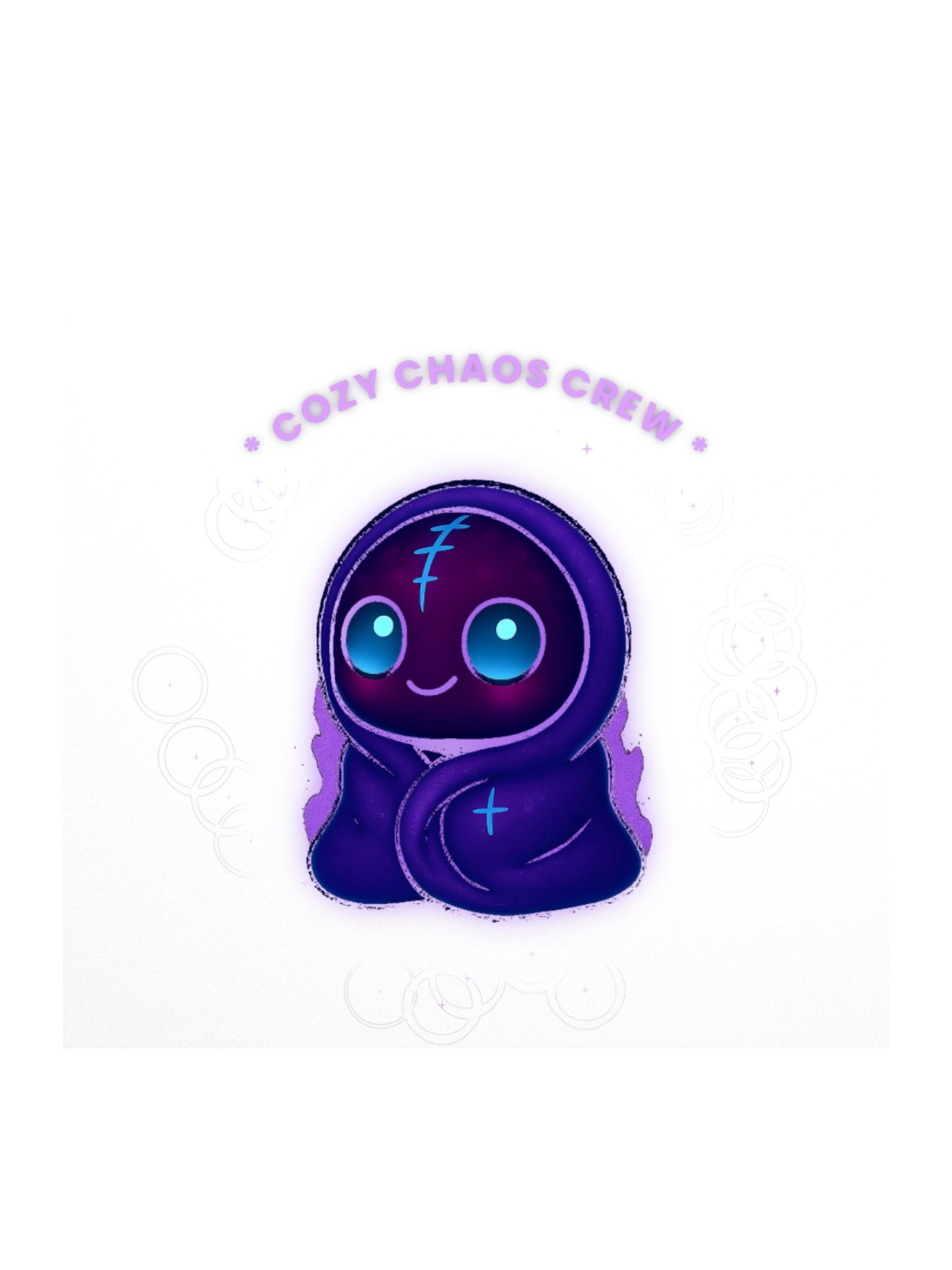 Cozy Chaos Cloaked Mascot — Kiss‑Cut Sticker product image (1)