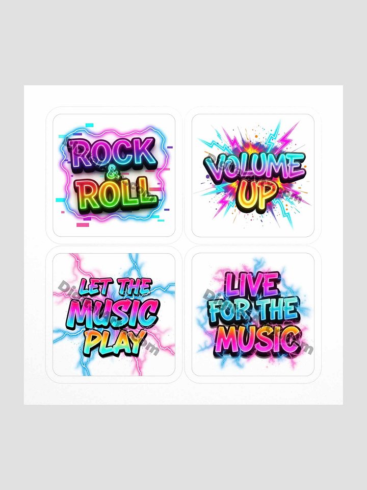 Neon Rock & Roll Quote Sticker Set product image (1)