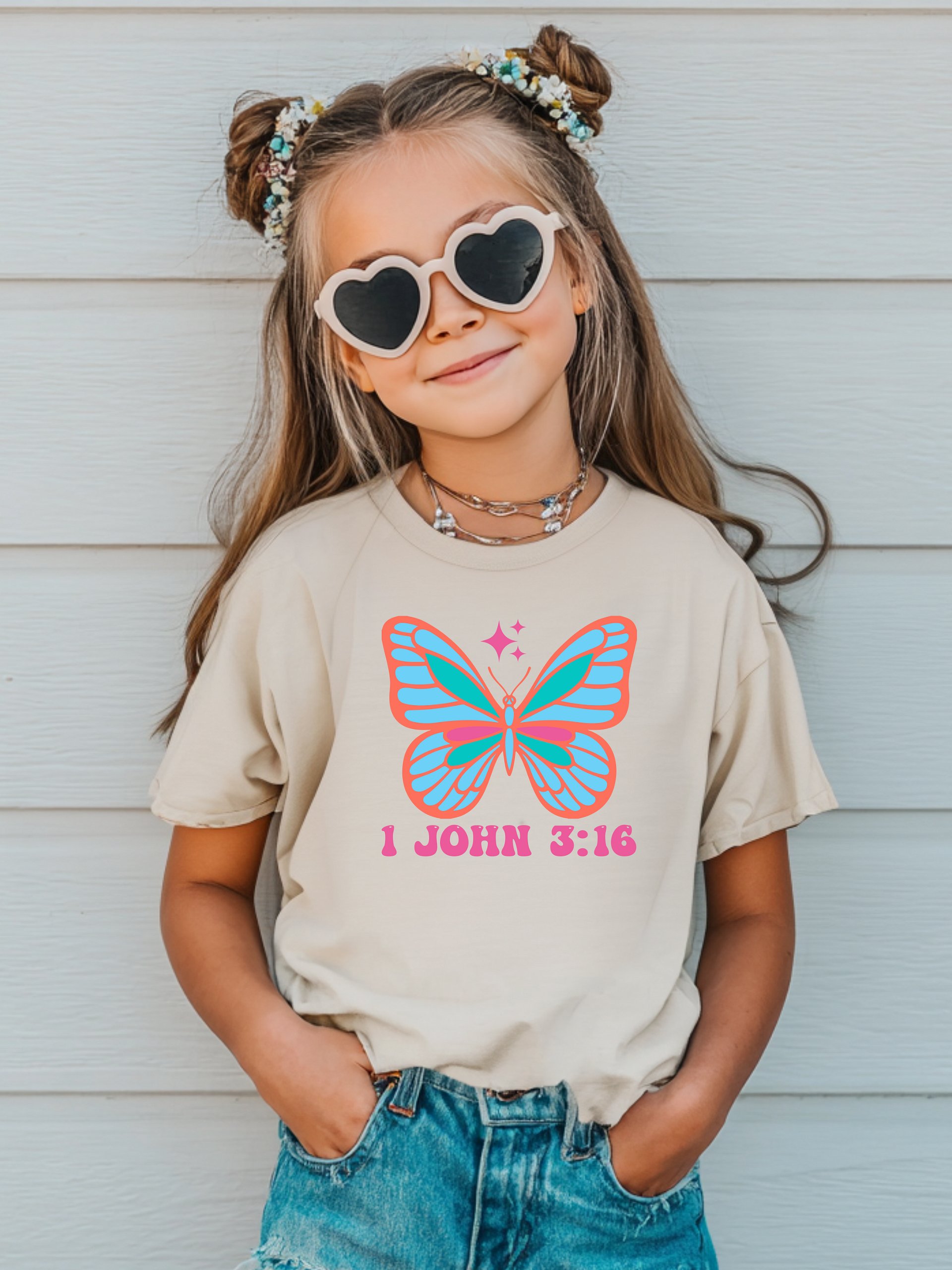 1 John 3:16 Butterfly Kids Tee product image (2)