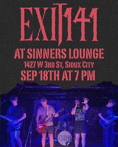 Come down TONIGHT to Sinner’s Lounge at 7 🔥

Better see you there!

#livemusic #siouxcity #iowa #sinners #liverockmusic