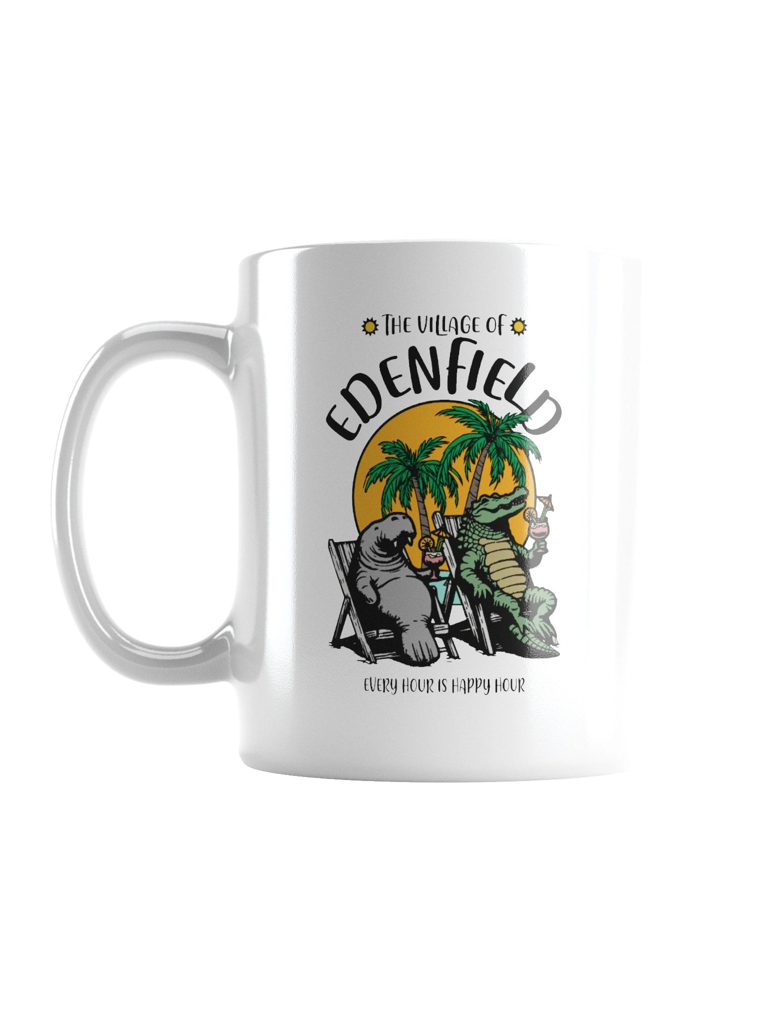 The Village of Edenfield TV Florida USA Fun Manatee Alligator Design Coffee Mug product image (1)
