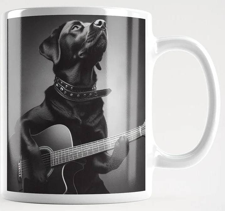 "Guitar Playing Labrador" #Stylish Glossy White Mug product image (1)