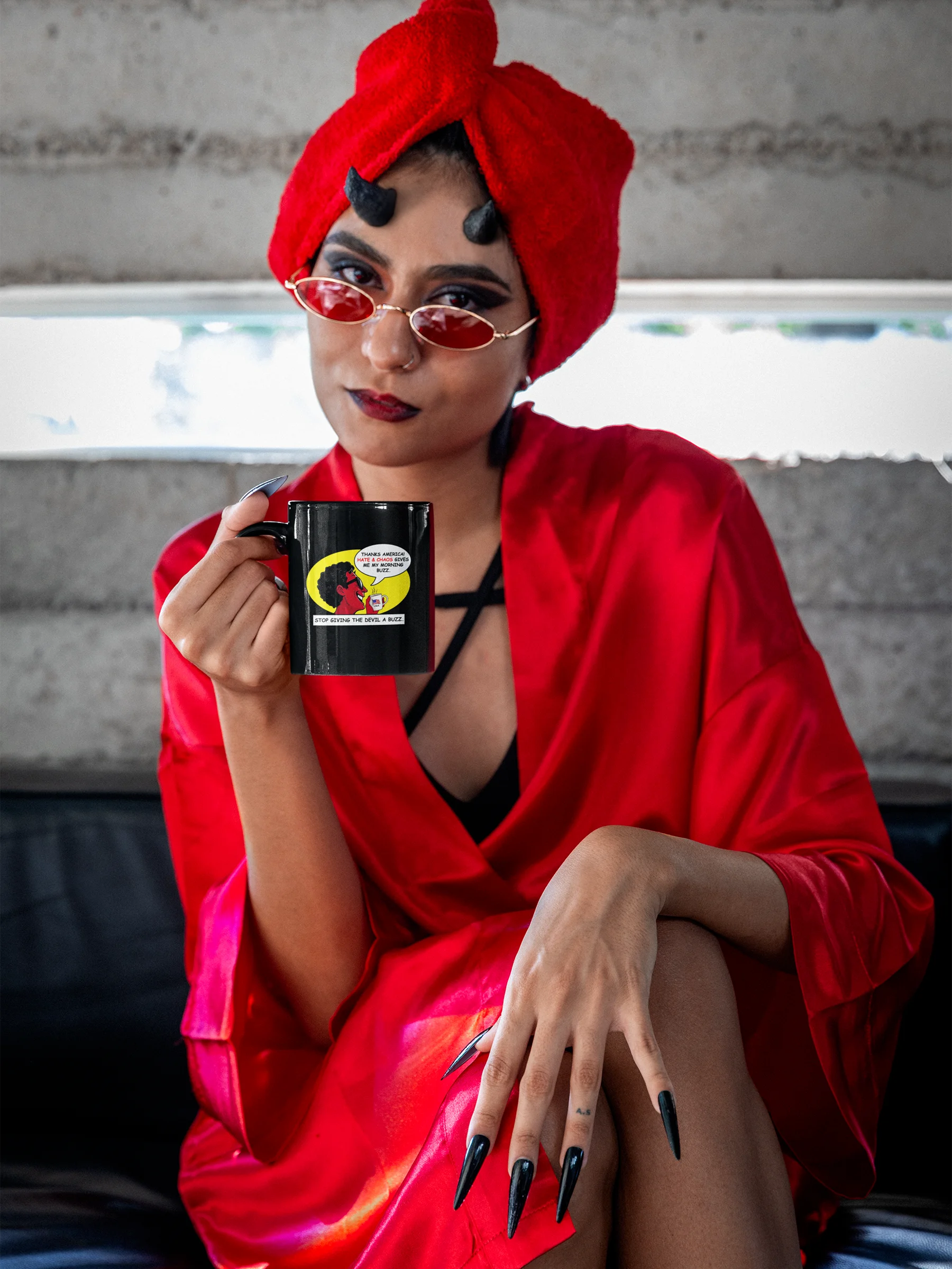 Stop Giving The Devil A Buzz Mug - Sarcastic Political Cup product image (2)