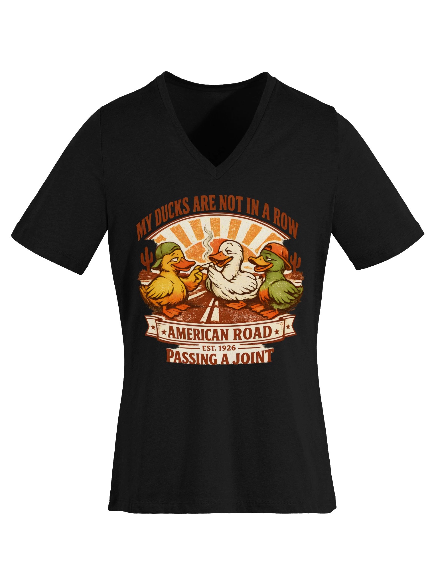 My Ducks Aren’t in a Row Vintage Duck V-Neck Tee product image (35)