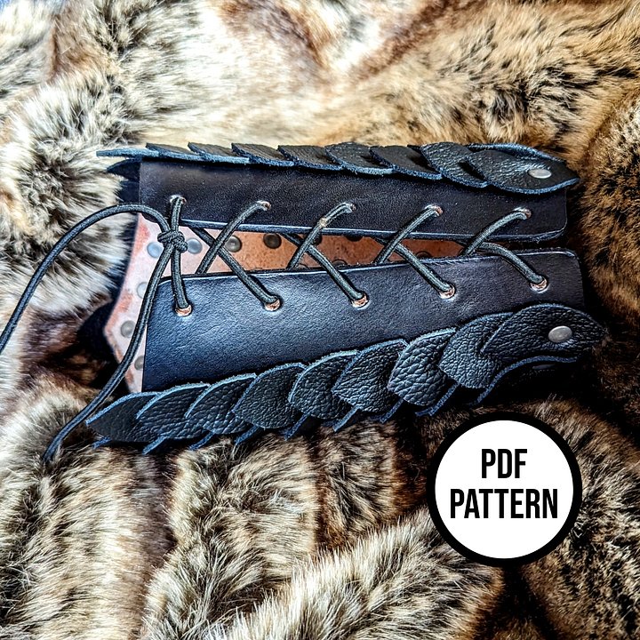 Dragon Scale Leather Cuff (wide version) - Everyday Cosplay PDF Pattern for Leatherwork inspired by Rhaenyra Targaryen product image (2)