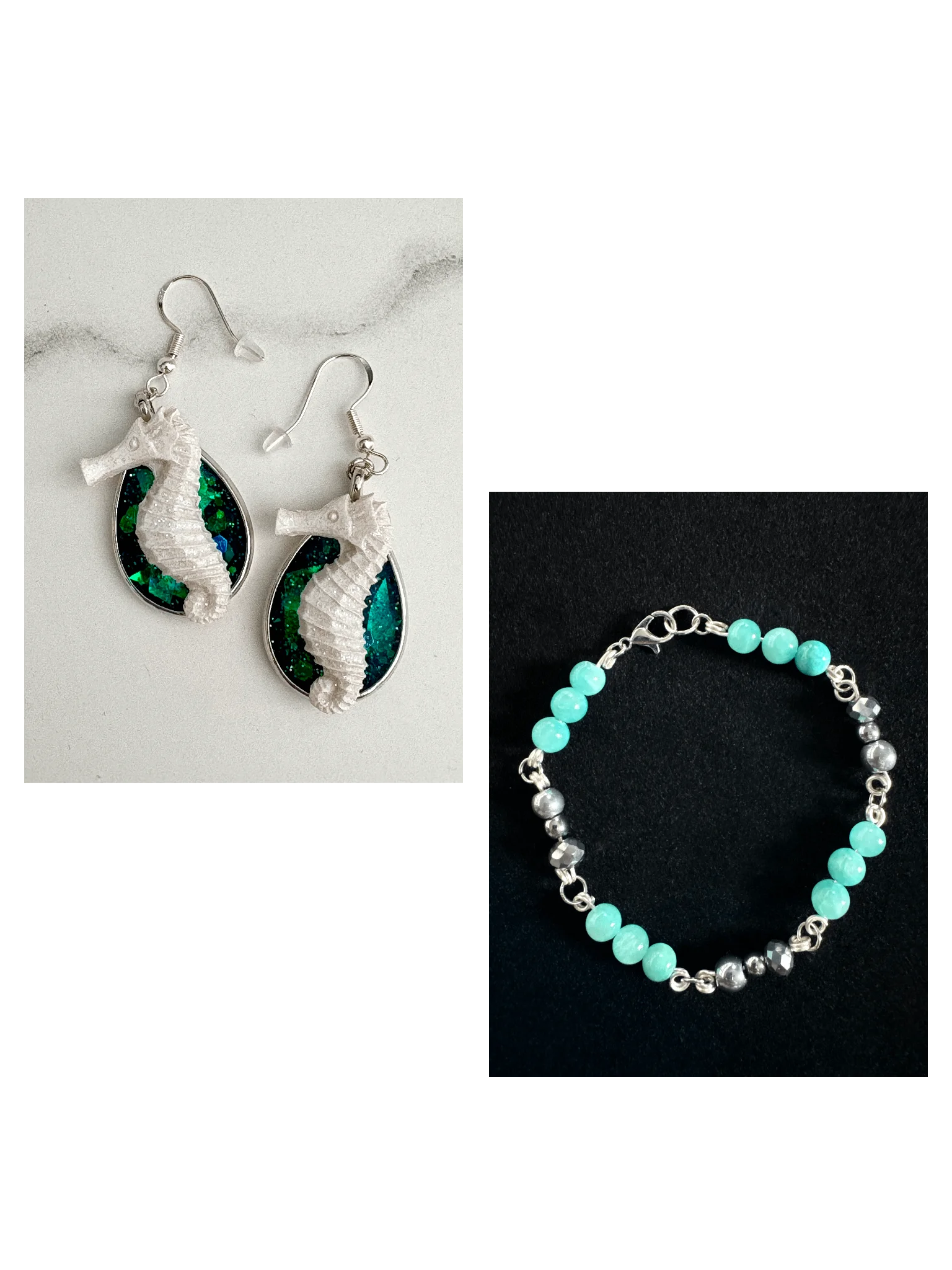 Sparkle Seahorse Earrings & Matching Circle Pendant Necklace | Bundle product image (1)