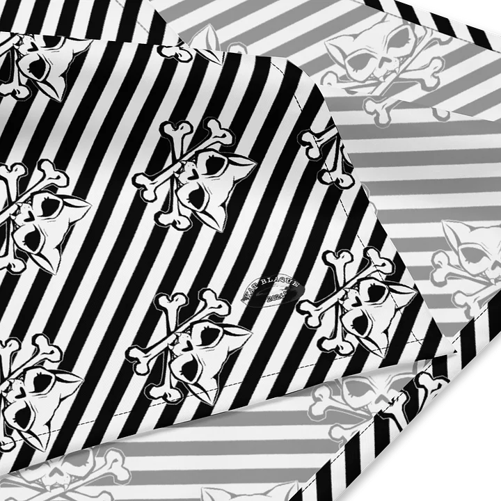 Blaque and White Stripped Kat Skull Bandana product image (2)