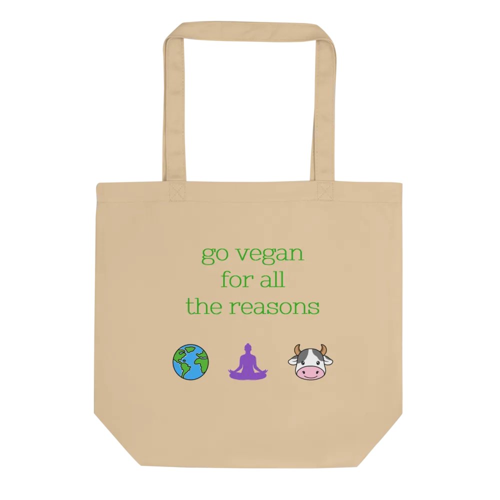 “Go Vegan for all the Reasons” Organic Tote Bag product image (3)