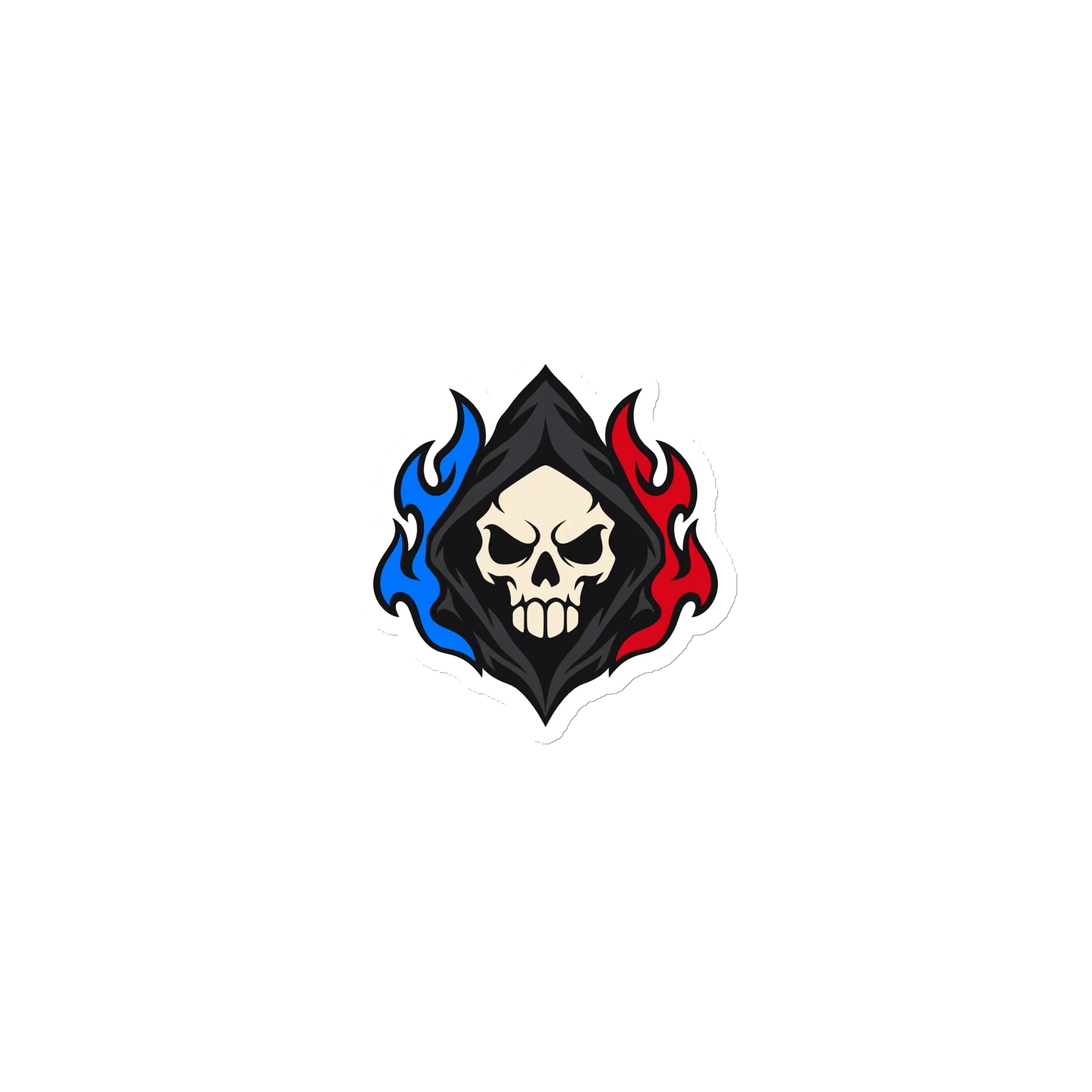 Hooded Skull - Red & Blue Flame Magnet product image (1)