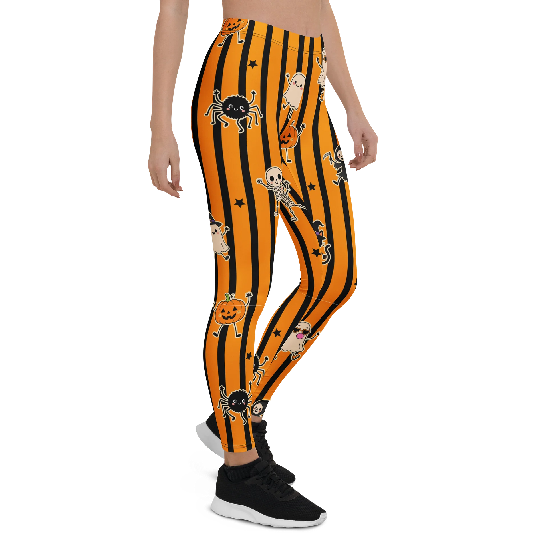 Black and Orange Striped Halloween Leggings product image (6)