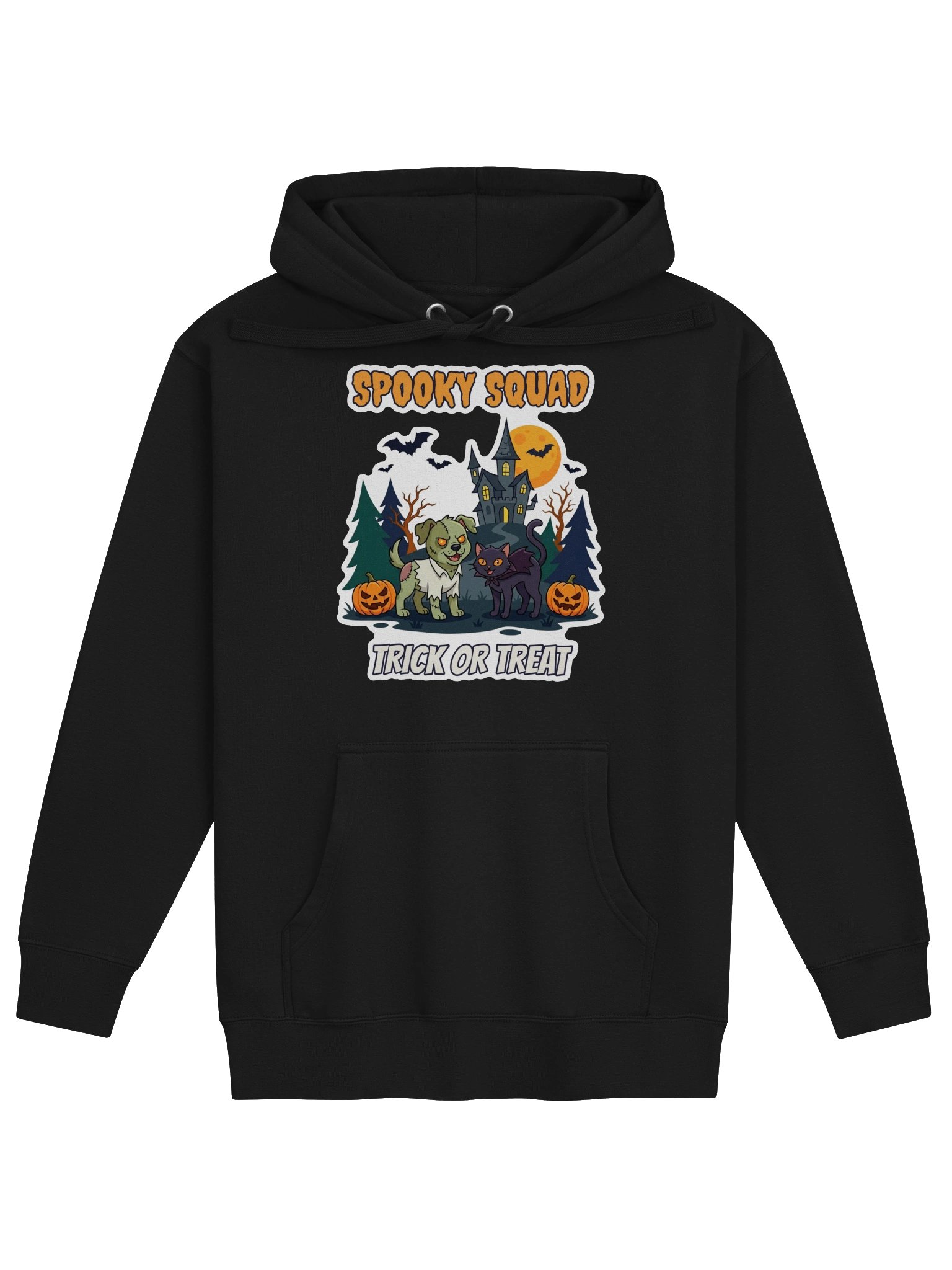 Spooky Squad Halloween Hoodie – Zombie Dog & Vampire Cat Trick or Treat Hooded Sweatshirt, Cozy Pet Lover Fall Gift product image (1)