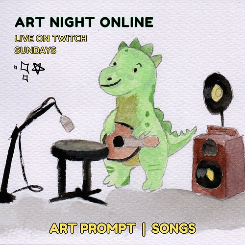 It's Sunday so we play #tunes and make #art! Join us on #Twitch NOW! Today your prompt is #Songs! Art by the amazing Martin_N...