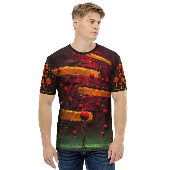 BioFusion Grid – Red Energy Circuit All-Over Print Tee product image (2)