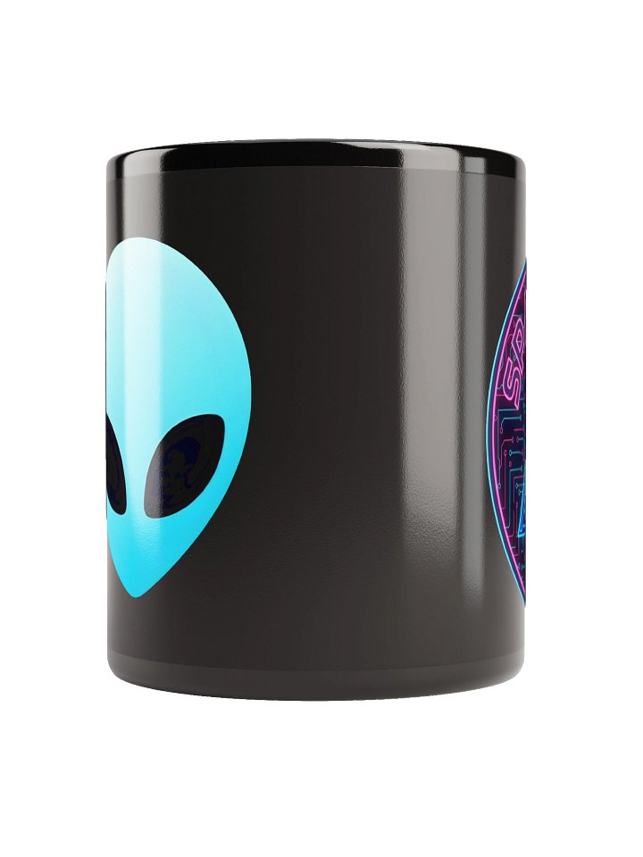 S P A C E B A R Neon Alien Black Glossy Mug — Black and Blue product image (3)