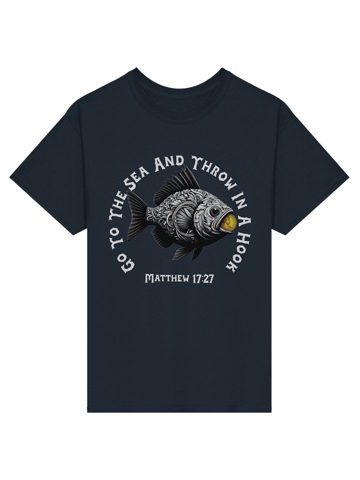Go To The Sea T-Shirt, Fish & Coin Design, Matthew Bible Verse Fishing Tee product image (5)