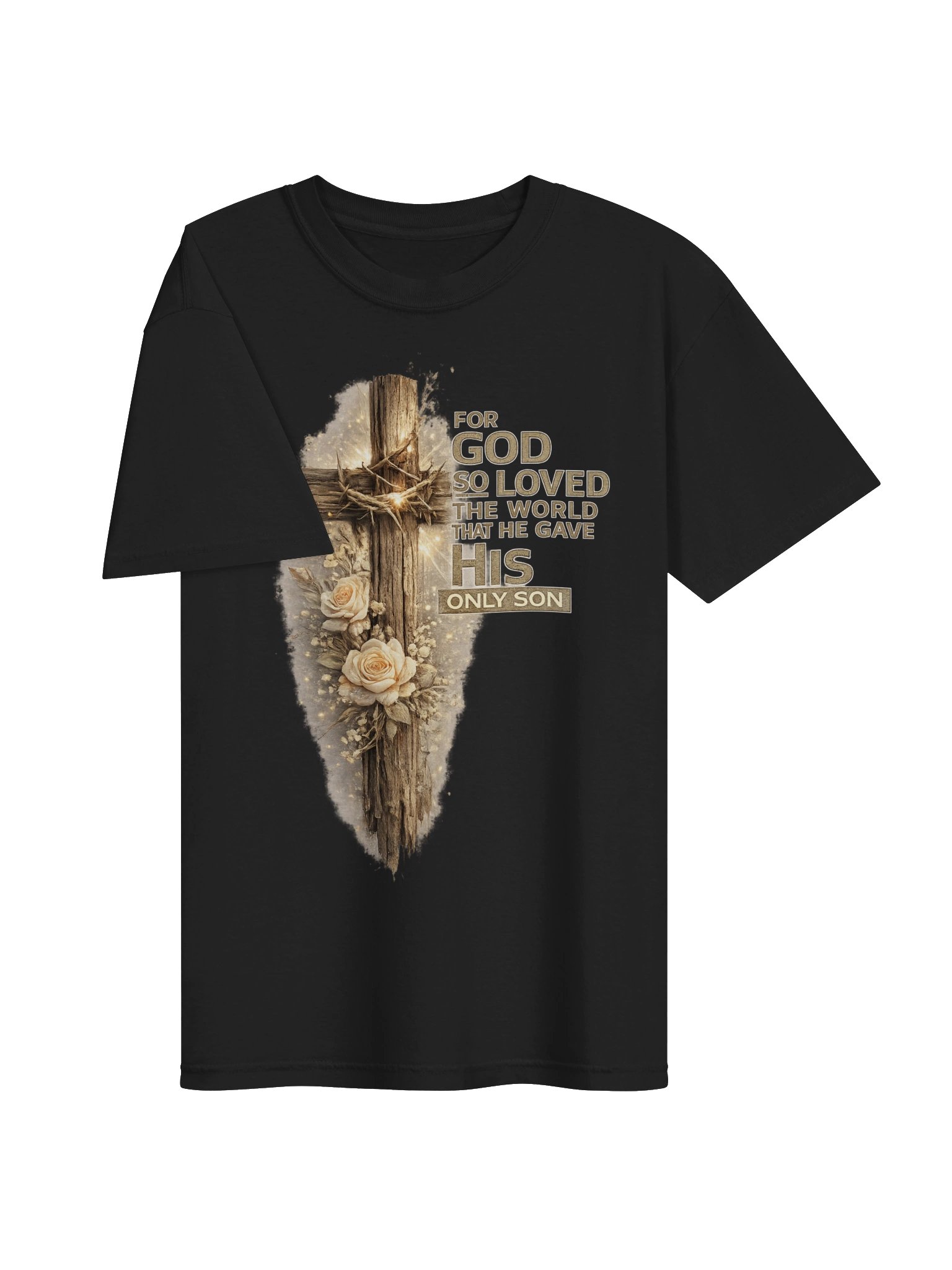 For God So Loved the World That He Gave His Only Son Wooden Cross Christian T-Shirt Design | John 3:16 Faith Graphic | Kingdom Life Co. product image (4)
