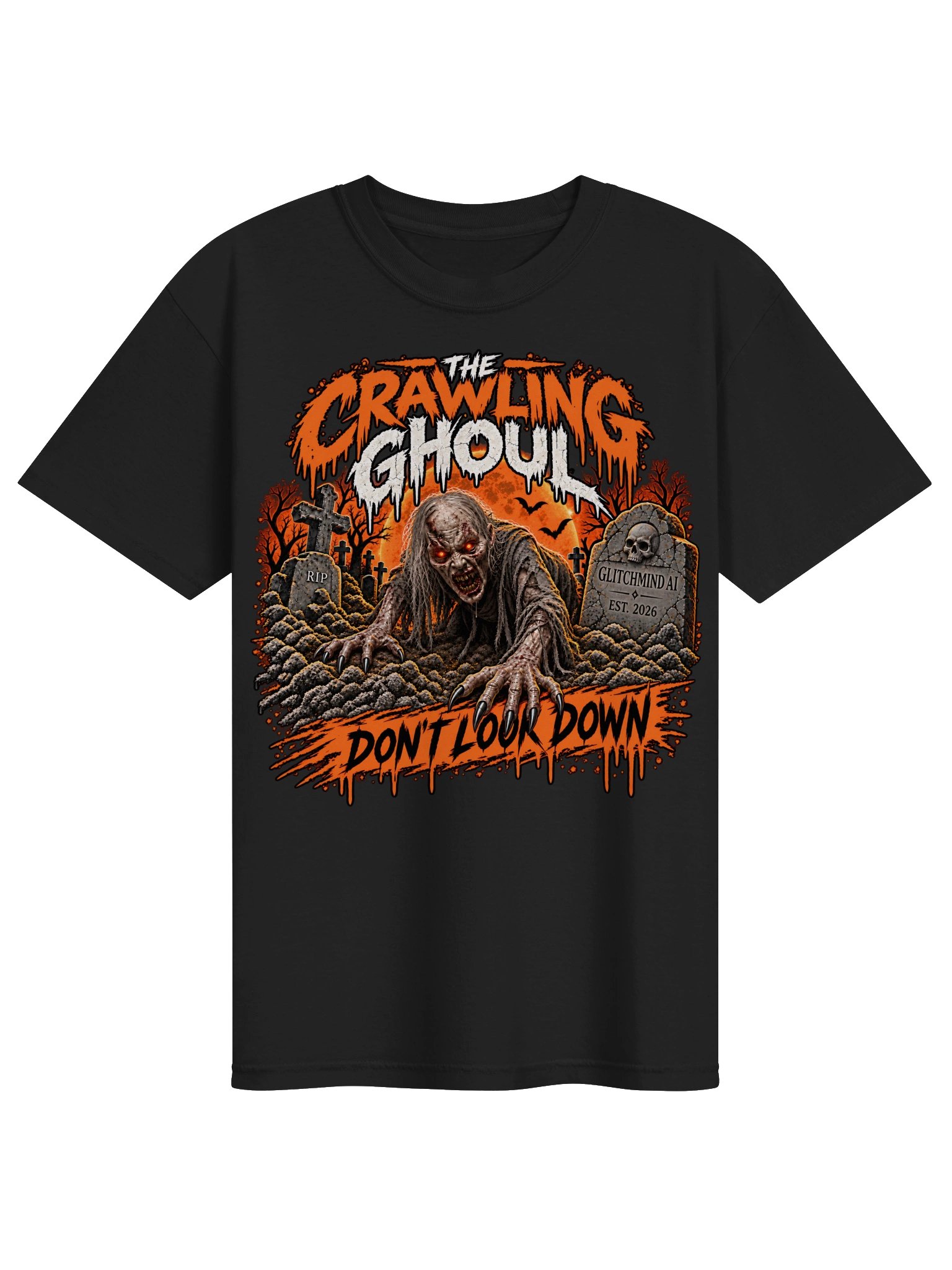 Crawling Ghoul “Don’t Look Down” Front Print T-Shirt product image (1)