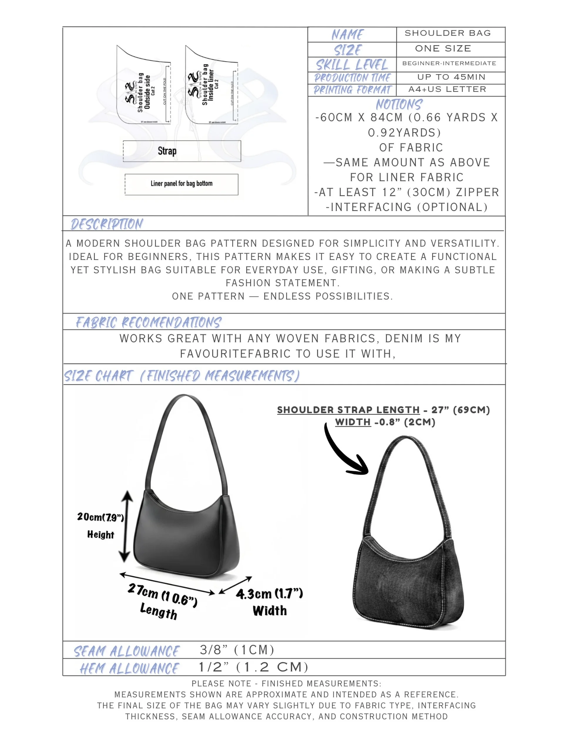 Shoulder Bag - Sewing Pattern product image (5)